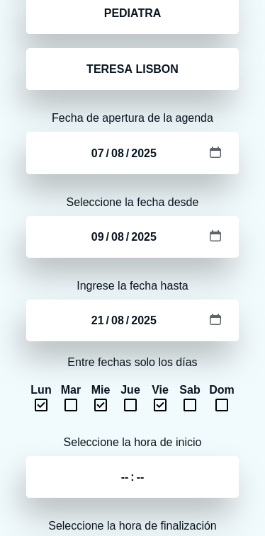 seleccionar los dias